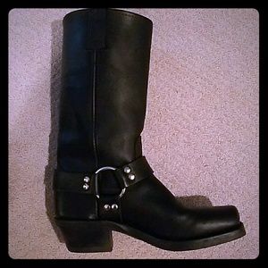 Frye 12R Harness Black Leather Boots, 7.5